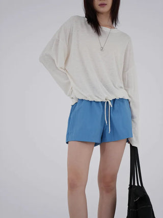 Aining side-slit shorts