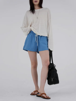 Aining side-slit shorts