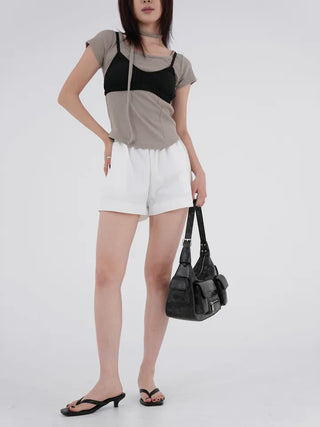 Aining side-slit shorts