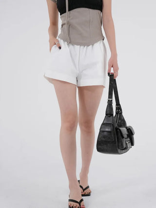 Aining side-slit shorts