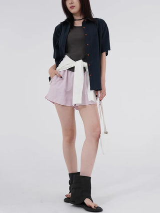 Aining side-slit shorts