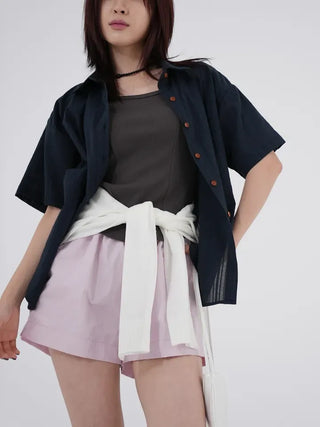 Aining side-slit shorts