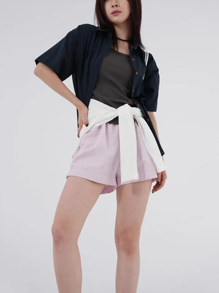 Aining side-slit shorts