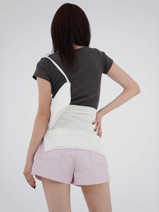 Aining side-slit shorts