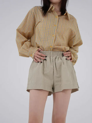 Aining side-slit shorts