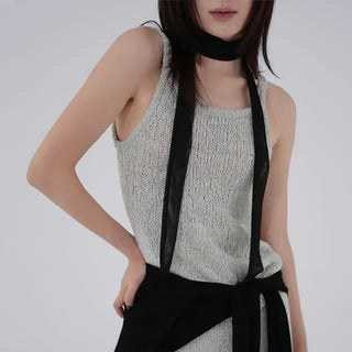 Puel U-neck knit sleeveless top