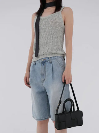 Puel U-neck knit sleeveless top