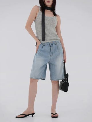 Puel U-neck knit sleeveless top