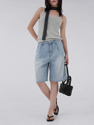 Puel U-neck knit sleeveless top