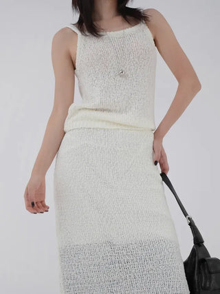 Puel U-neck knit sleeveless top