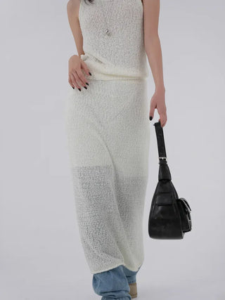 Puel U-neck knit sleeveless top