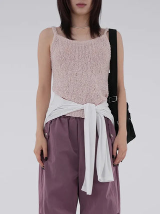 Puel U-neck knit sleeveless top