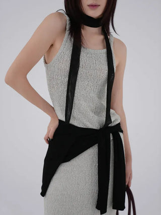 Puel U-neck knit sleeveless top