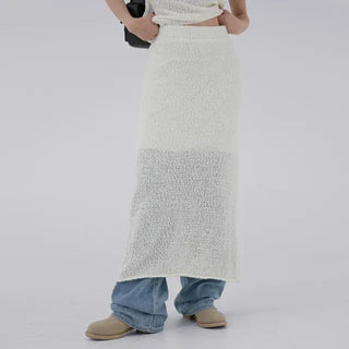 Puel banding knit long skirt