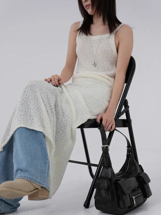 Puel banding knit long skirt
