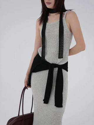 Puel banding knit long skirt