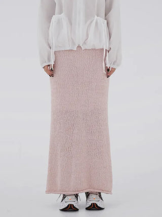 Puel banding knit long skirt