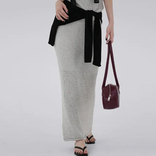Puel banding knit long skirt