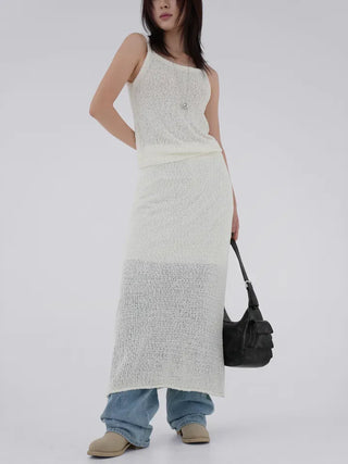 Puel banding knit long skirt