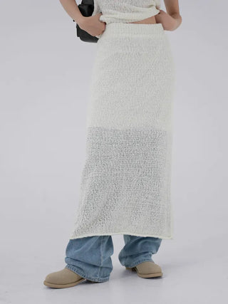 Puel banding knit long skirt
