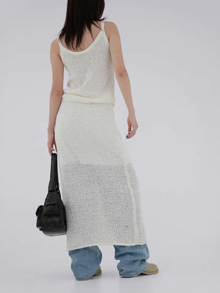 Puel banding knit long skirt