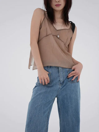 Mimu cutout see-through bustier