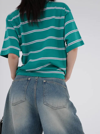 Ui Oversized Striped Short Sleeve Tee