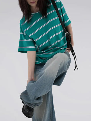 Ui Oversized Striped Short Sleeve Tee