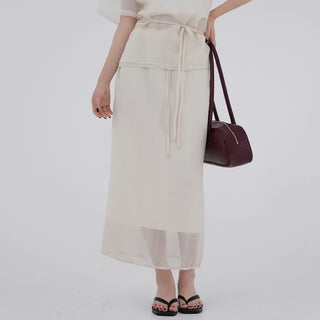 Thessaly wrinkled see-through layered skirt
