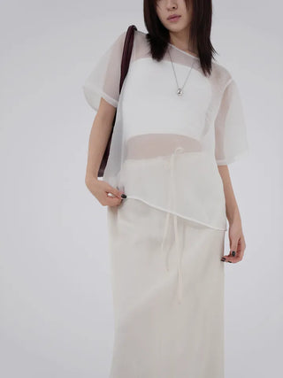 Thessaly wrinkled see-through layered skirt