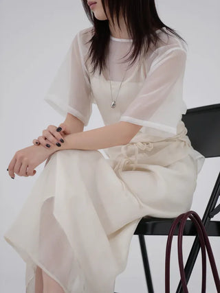 Thessaly wrinkled see-through layered skirt