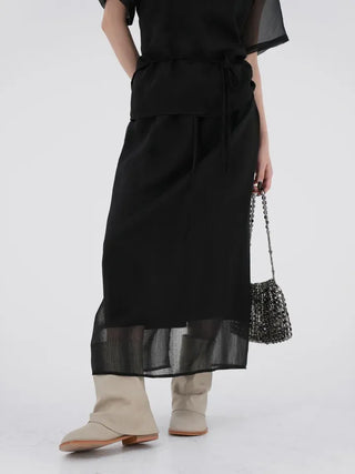 Thessaly wrinkled see-through layered skirt