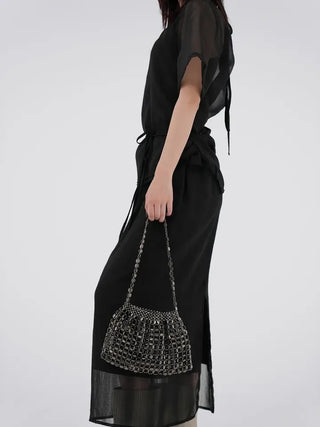 Thessaly wrinkled see-through layered skirt