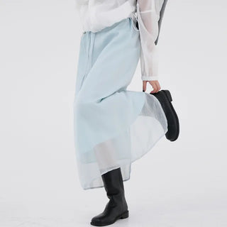 Thessaly wrinkled see-through layered skirt