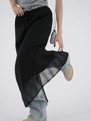 Thessaly wrinkled see-through layered skirt