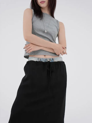Thessaly wrinkled see-through layered skirt