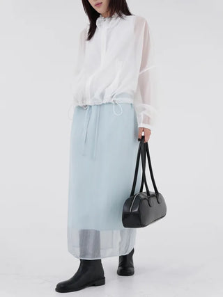 Thessaly wrinkled see-through layered skirt