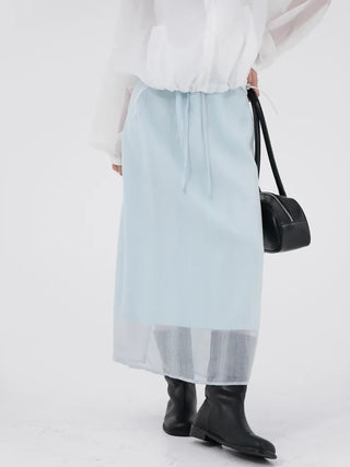 Thessaly wrinkled see-through layered skirt