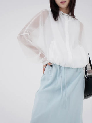 Thessaly wrinkled see-through layered skirt