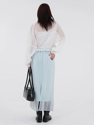 Thessaly wrinkled see-through layered skirt