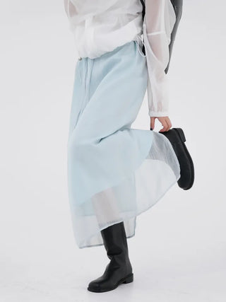 Thessaly wrinkled see-through layered skirt