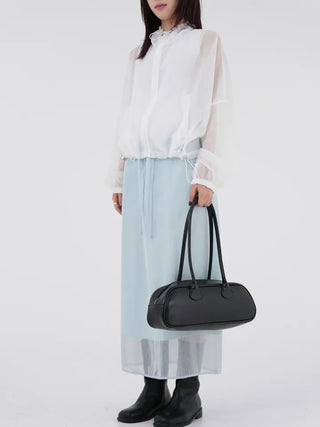 Thessaly wrinkled see-through layered skirt
