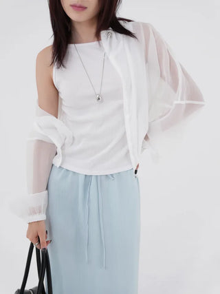 Thessaly wrinkled see-through layered skirt