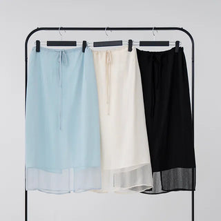 Thessaly wrinkled see-through layered skirt