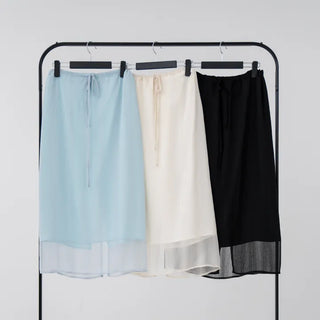 Thessaly wrinkled see-through layered skirt