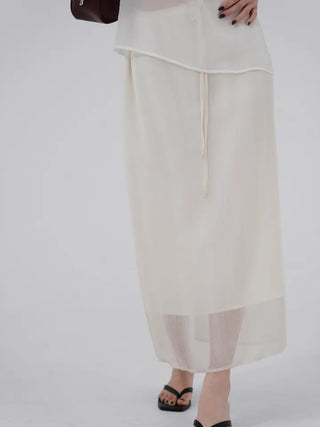 Thessaly wrinkled see-through layered skirt