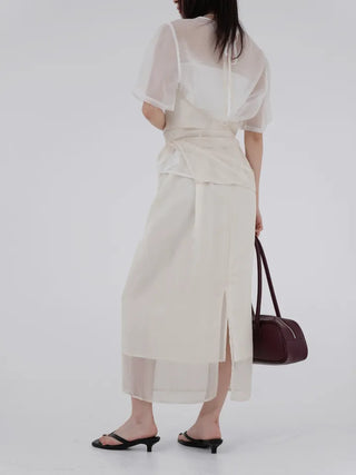 Thessaly wrinkled see-through layered skirt