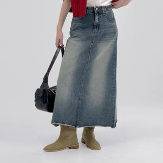 Minuet vintage denim long skirt