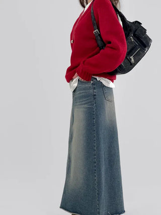 Minuet vintage denim long skirt