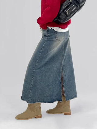 Minuet vintage denim long skirt